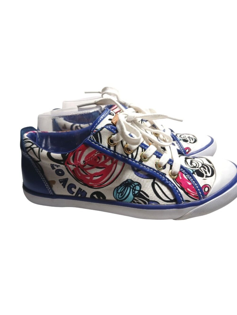 Coach Womens Poppy Graffiti Canvas Sneakers Size 8 Floral Casual Shoes Retro